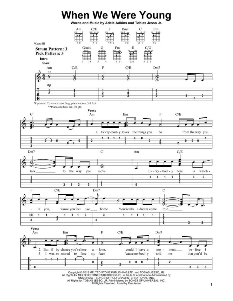 When We Were Young Guitar Chords