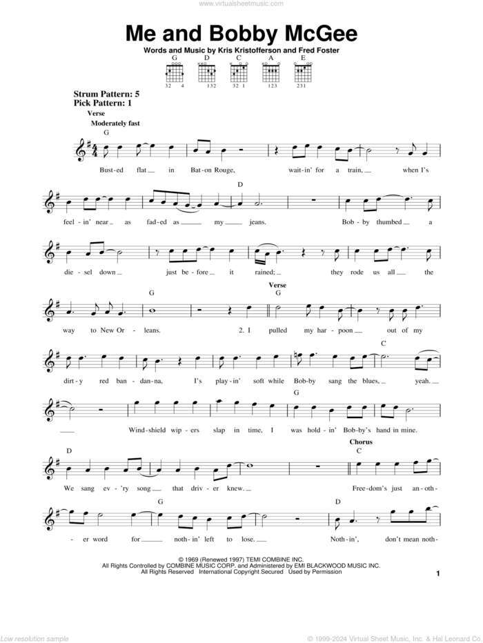 Me And Bobby McGee Guitar Tab: Easy Strumming Guide