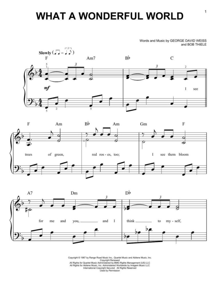 What A Wonderful World Piano Sheet Music
