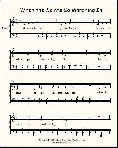 When The Saints Go Marching In Piano