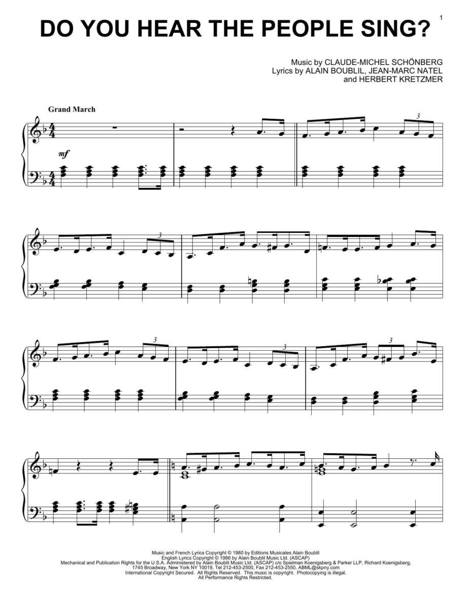 Do You Hear The People Sing Piano Sheet Music