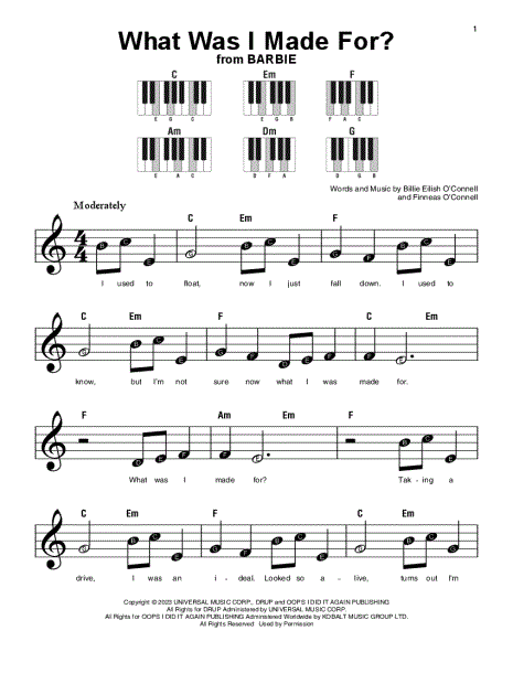 What Was I Made For Piano Chords: Easy Guide