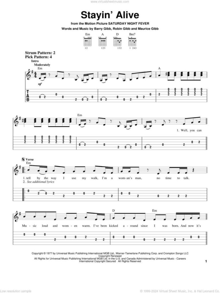 Is Stayin Alive Hard To Play On Guitar