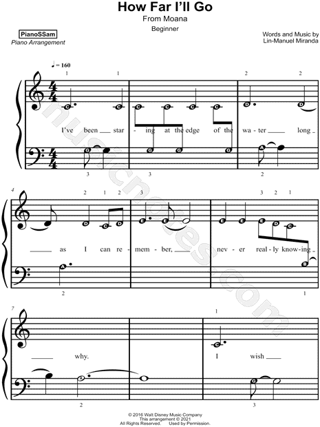 How Far I'll Go Piano Sheet Music
