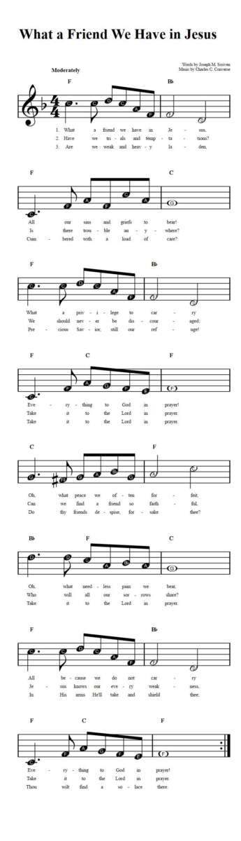 What A Friend We Have In Jesus Piano Sheet